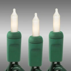 34 Ft. - Green Wire - Christmas Mini Light String - (100) Frosted White Bulbs - 4 In. Bulb Spacing