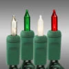50 Ft. - Green Wire - Christmas Mini Light String - (100) Frosted, Red, Green, Clear Bulbs - 6 In. Bulb Spacing -Christmas Lights Store data 1089