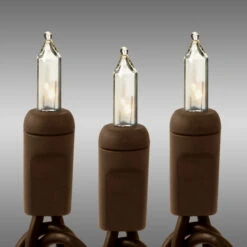 34 Ft. - Brown Wire - Christmas Mini Light String - (100) Clear Bulbs - 4 In. Bulb Spacing