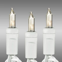 50 Ft. - White Wire - Christmas Mini Light String - (100) Clear Bulbs - 6 In. Bulb Spacing