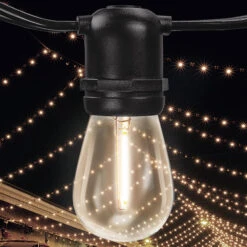 25 Ft. Patio String Lights - (15) LED S14 Bulbs Included -Christmas Lights Store data 1143
