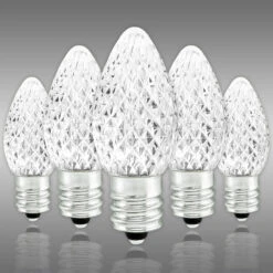 Pure White - LED C7 - Christmas Light Replacement Bulbs - Faceted Finish