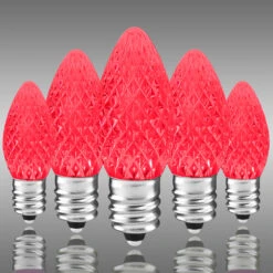 Pink - LED C7 - Christmas Light Replacement Bulbs - Faceted Finish